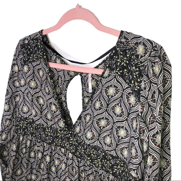 FREE PEOPLE Rolling Hills Bell Sleeve Floral Boho Tunic Festival Blouse - Picture 3 of 11